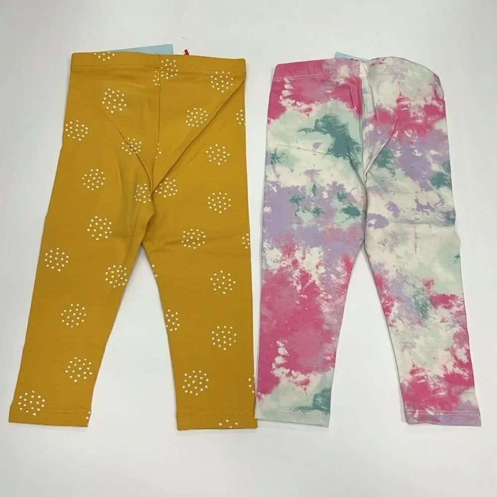 BUNDLE of 2 Cat & Jack Kids Durable Knee Printed Leggings Size 18 Months